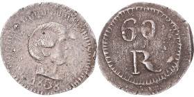 Coin, INDIA-PORTUGUESE, Pedro V, 60 reis, 1858, Goa, EF(40-45), Silver, KM:277