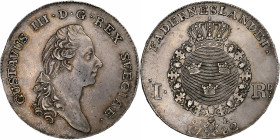 Sweden, Gustaf III, Riksdaler, 1782, Stockholm, Silver, AU(50-53), KM:527