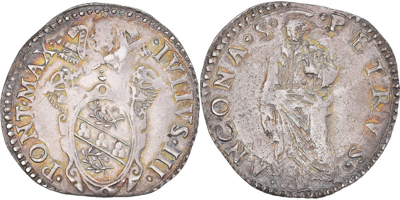 Coin, ITALIAN STATES, PAPAL STATES, Jules III, Giulio, ND (1550-1555), Ancona
P...