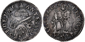 Papal States, Sede Vacante, Testone, 1559, Rome, Silver, EF(40-45)