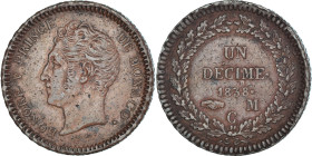 Coin, Monaco, Honore V, 1 Décime, 1838, Monaco, Petite tête, EF(40-45)