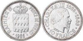 Monaco, Rainier III, 10 Francs, 1966, MDP, Pattern, Silver, MS(65-70)