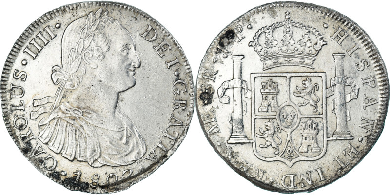 Coin, Spain, Charles IV, 8 Reales, 1807, Lima, JP, AU(50-53), Silver, KM:97
Bus...