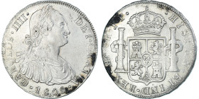 Coin, Spain, Charles IV, 8 Reales, 1808, Lima, JP, AU(50-53), Silver, KM:97