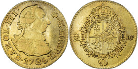 Coin, Spain, Charles III, 1/2 Escudo, 1786, Madrid, DV, AU(50-53), Gold