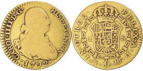 Coin, Spain, Charles IV, Escudo, 1792, Madrid, VF(20-25), Gold, KM:434