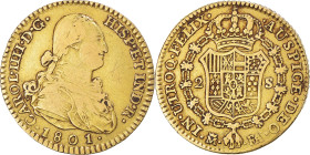 Coin, Spain, Charles IV, 2 Escudos, 1801, Madrid, VF(30-35), Gold, KM:435.1