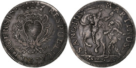 Republic of Lucca, Scudo, 1747, Lucca, Silver, VF(30-35)