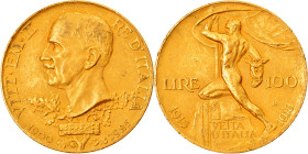 Italy, Vittorio Emanuele III, 100 Lire, 1925, Rome, Gold, AU(50-53), KM:66