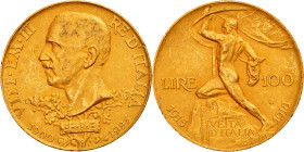Italy, Vittorio Emanuele III, 100 Lire, 1925, Rome, Gold, AU(50-53), KM:66