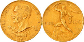 Italy, Vittorio Emanuele III, 100 Lire, 1925, Rome, Gold, AU(50-53), KM:66