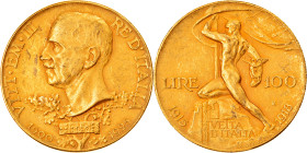 Italy, Vittorio Emanuele III, 100 Lire, 1925, Rome, Gold, AU(50-53), KM:66