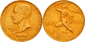 Italy, Vittorio Emanuele III, 100 Lire, 1925, Rome, Gold, AU(50-53), KM:66