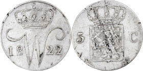 Netherlands, Wilhelm I, 5 Cents, 1822, Utrecht, Silver, EF(40-45), KM:52