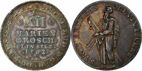 Duchy of Brunswick-Lüneburg, Georg I, 12 Mariengroschen, 1702, Brunswick
