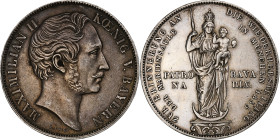 Kingdom of Bavaria, Maximilian II, 2 Gulden, 1855, Munich, Silver, AU(55-58)