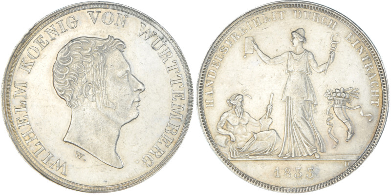 Coin, German States, WURTTEMBERG, Wilhelm I, Thaler, 1833, Stuttgart, AU(55-58)...