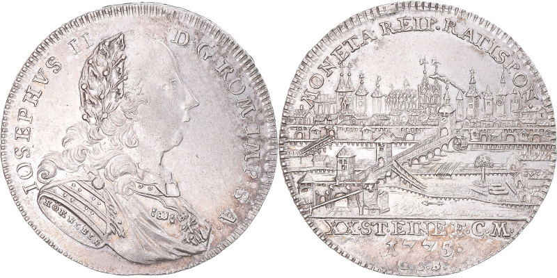 Coin, German States, REGENSBURG, Joseph II, 1/2 Thaler, 1775, Ratisbonne
Draped...