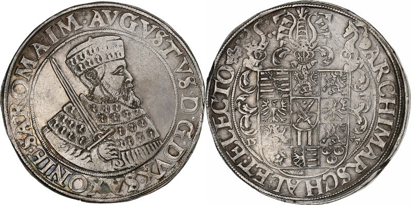 Electorate of Saxony, August I, Thaler, 1555, Dresden, Silver, EF(40-45)
Bust o...