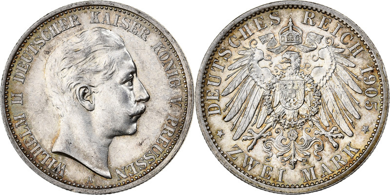 Kingdom of Prussia, Wilhelm II, 2 Mark, 1905, Berlin, Silver, MS(60-62), KM:522...