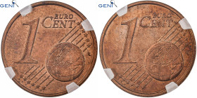 European Union, 1 Centime, Error double reverse, Copper Plated Steel, GENI, MS62