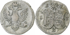 Livonia and Estonia, Elizabeth, 2 Kopeks, 1757, Krasny, Billon, EF(40-45), KM:1