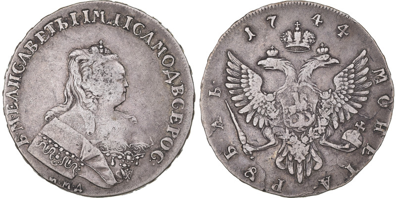 Coin, Russia, Elizabeth, Rouble, 1744, Moscow, VF(30-35), Silver, KM:19b.4
Bust...