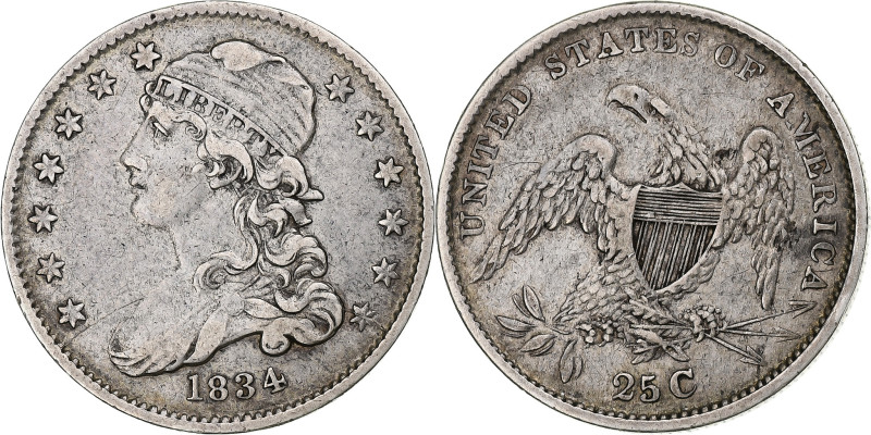 United States, Quarter, Liberty Cap, 1834, Philadelphia, Silver, VF(30-35)
Libe...