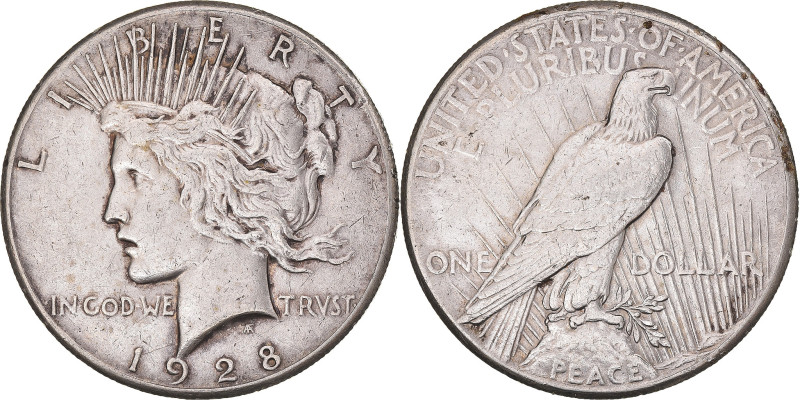 Coin, United States, Peace Dollar, Dollar, 1928, U.S. Mint, Philadelphia
Peace ...