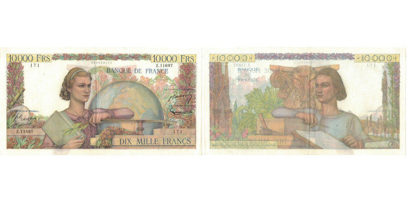 France, 10,000 Francs, 1956-06-07, Z.11697, AU 50, PMG
Signature J. Belin, G. G...