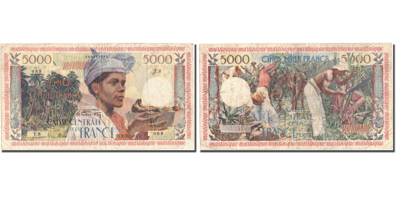 Martinique, 5000 Francs, T.8, VF 20, PMG
Issued note., Woman holding fruit bowl...