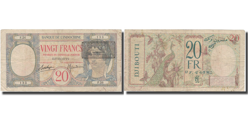 French Somaliland, 20 Francs, VF 20, PMG
Blue and red.

COUNTRY:French Somali...