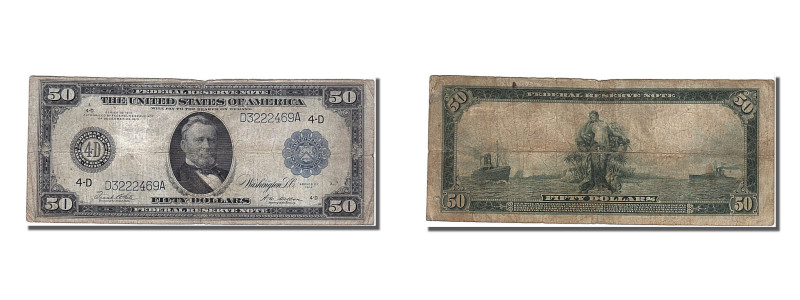 United States, Fifty Dollars, Grant, VF(20-25)
Upper case district letter at lo...