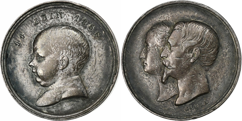 France, Quinaire, Napoléon III, Naissance de Napoléon IV, 1856, Silver
Busts of...