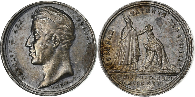 France, Quinaire, Charles X, Sacre à Reims, 1825, Silver, Gayrard, AU(50-53)
Ba...