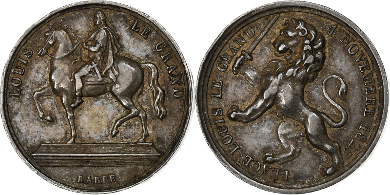 France, Quinaire, Charles X, Place Louis le Grand, 1825, Silver, Barre
Equestri...