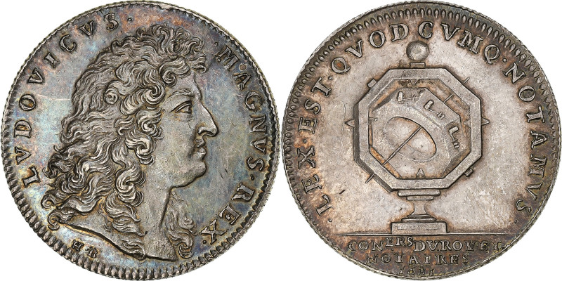 France, Token, Louis XIV, Notaires de Paris, 1683, Silver, Restrike, MS(60-62)
...