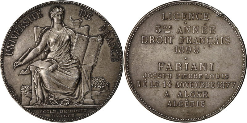 France, Medal, Algiers Law School, 1898, Silver, Dubois.A, AU(50-53)
Caption co...