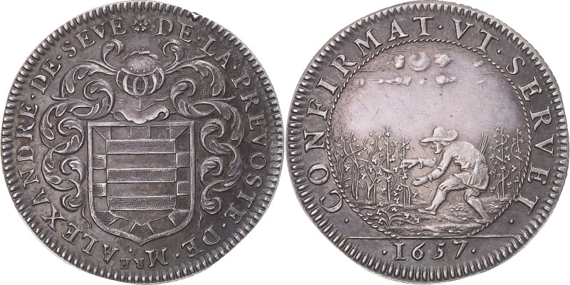 France, Token, Chambre des comptes de Normandie, 1657, AU(55-58), Silver
Hybrid...