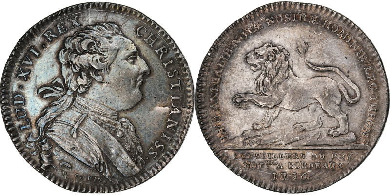 France, Token, Louis XVI, Notaires royaux, notaires de Bordeaux, 1756, Silver
D...