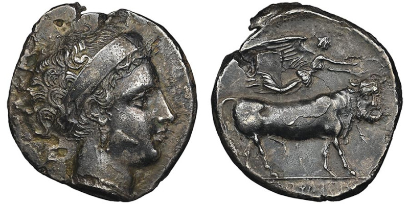 Nomos ou didrachme, Néapolis, 350-325 avant J.C., AG 6.68 g.
Ref : Rutter 565, ...