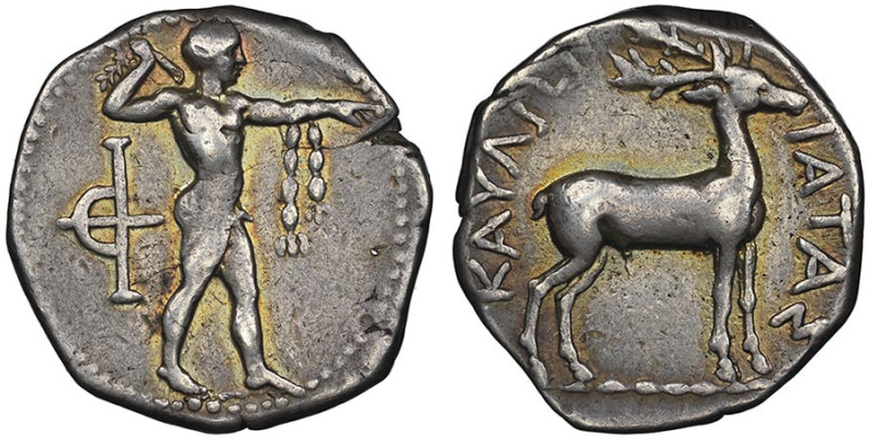 BRUTTIUM Statère, Caulonia, début du IVe siècle avant J.C.,
AG 7.73 g.
Avers : A...