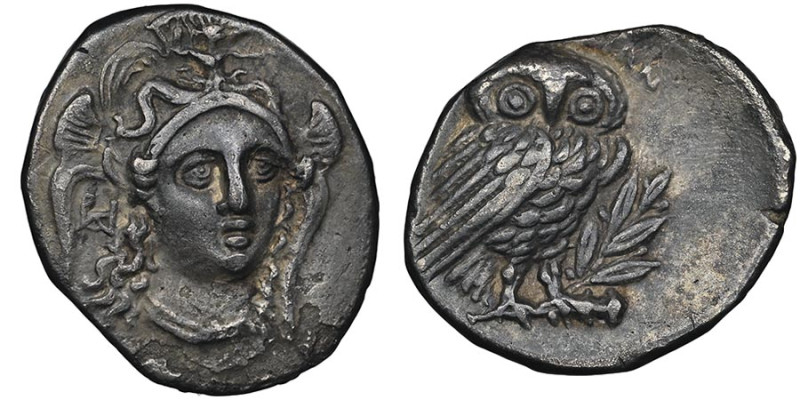 Drachme, Heraclea, après 281 avant J.C., AG 3.69 g. Avers : Tête d'Athéna, de tr...