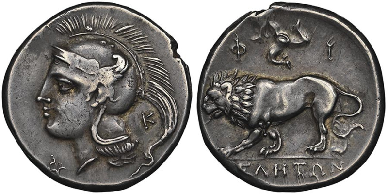 Velia
Nomos ou didrachme, 300-280 avant J.C., AG 7.61 g.
Avers : tête d'Athéna à...