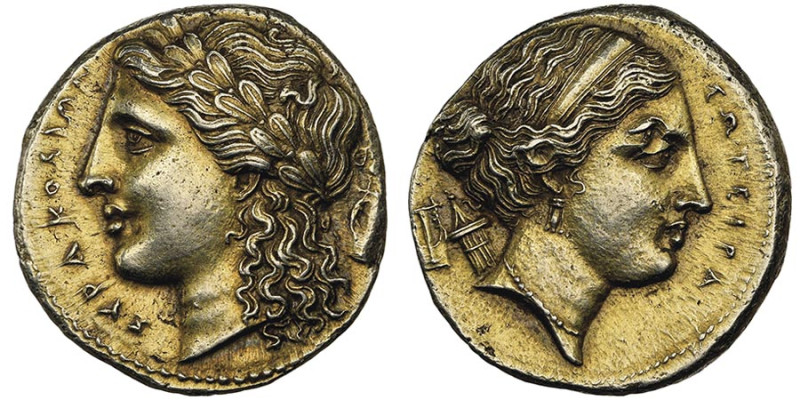 Agathocles 317-289 avant J.C.
100 litrai, Syracuse, 317-310, Electrum 6.42 g.
...