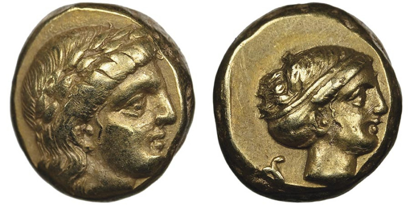 Lesbos
1/6 Statère, Hecté, Mytilène, 377-326 avant J.C., électrum 2.56 g.
Aver...