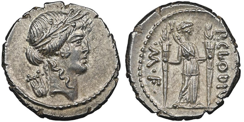 Gens Claudia
P. Clodius M.f. Turrinus 42 avant J.C. 
Denarius, Rome, AG 3.89 g.
...
