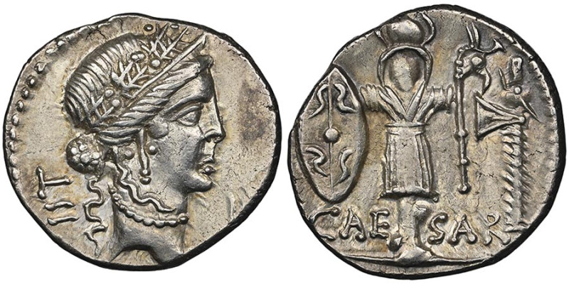 Guerres Civiles
Julius Caesar, 44 avant J.C.
Denarius, atelier militaire, 48-47 ...