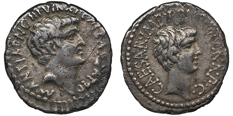 Marcus Antonius & Octavianus
Denarius, Ephesus, 41 avant J. C., M. Barbatius Po...