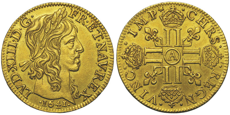Louis XIII 1610-1643
Louis d'or à la mèche longue, IMP (étoile), Paris, 1641 A, ...